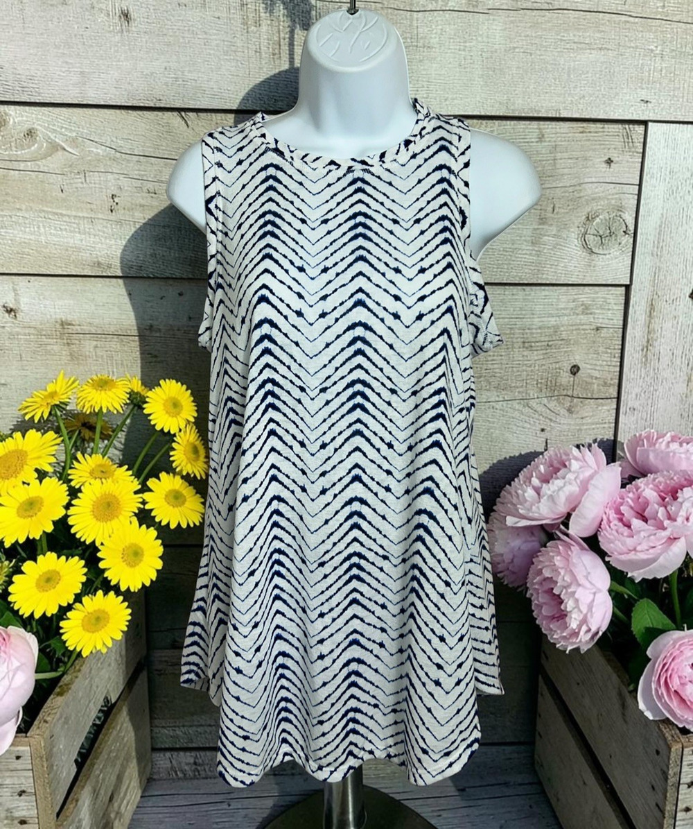 Athleta Breezy Tank Top Sz Small Tie Dye Chevron Sleeveless Tee Casual Athletic